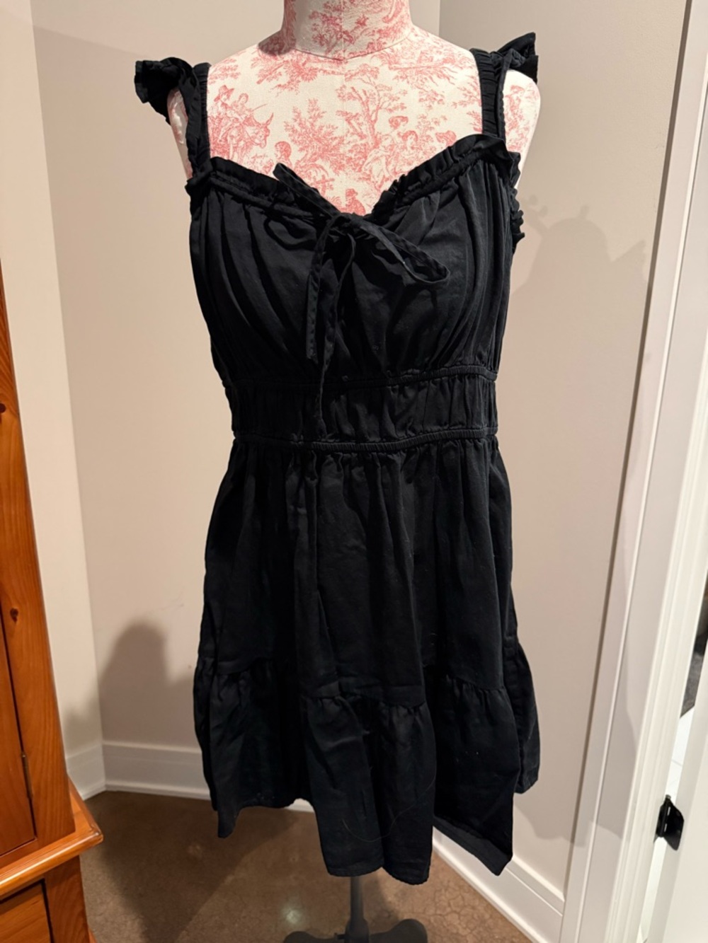 GAP Black Ruffle Strap Mini Dress